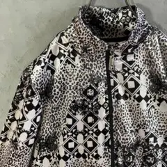 90s ヴィンテージ　総柄　ジャケット　個性的　フルジップ　幾何学模様　LO4