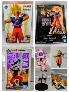 中古開封品　孫悟空フィギュア 3個・魔人ブウフィギュア1個・キーホルダー2個