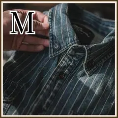 【ラスト】ヴィンテージ　ウォバッシュ　ストライプ 　ワークシャツ M アメカジ