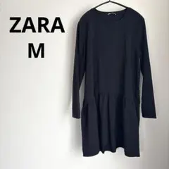 ザラ　ZARA 長袖カットソー　チュニック　ワンピース　黒