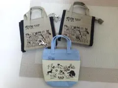 (6796)　KALDI 犬イラスト ポーチ ３個セット　未使用品