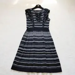 トゥービーシック　フリルワンピース　ニット　フレア　Aライン　ラメ　Ｌサイズ