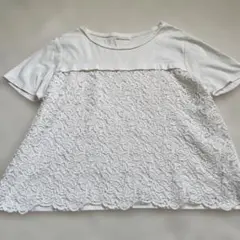 AMACA レース半袖ゆったりトップス ホワイトのサムネイル