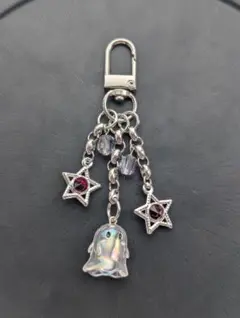 ハンドメイド ビーズチャーム ゴースト スター レッド