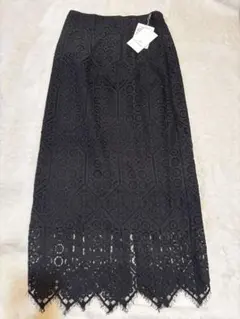 新品未使用　UNITED ARROWS ラッセルレース タイトスカート 黒