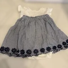 ストライプ 花柄刺繍 ボディスーツ ワンピースのサムネイル
