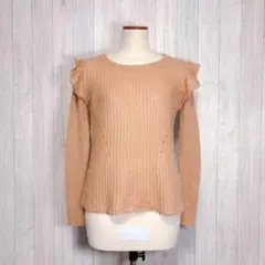 【earthmusic&ecology】長袖ニット セーター 袖フリル モヘヤ混