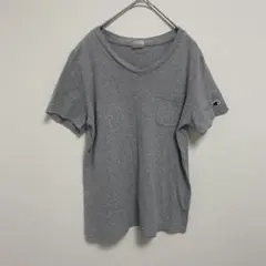 Champion チャンピオン Vネック ポケットTシャツ グレー M