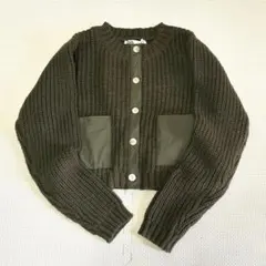 ZARA ザラ　ニット　カーディガン　コントラストポケット　カーキ　サイズS