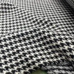 アンゴラ混　1m×150 cm ジャガードニット　白黒　千鳥格子　新品　日本製