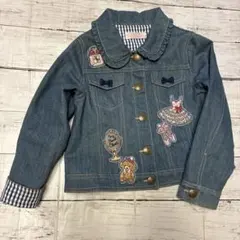 メゾピアノ クマ バレエ　ワッペン デニム ジャケット 120cm