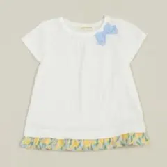 【SENSE OF WONDER・美品】 リボンつき半袖Tシャツ 80cm 白