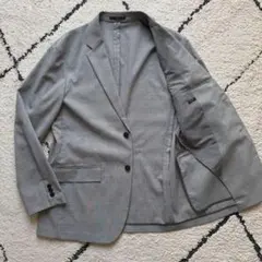 美品　ユニクロ　感動ジャケット　グレンチェック　テーラード　437161 グレー