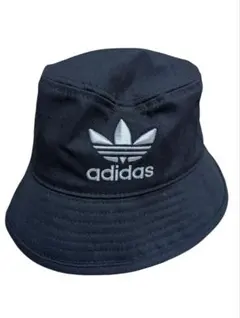 adidas バケットハット 黒　トレフォイル ロゴ 刺繍 アディダス　55cm
