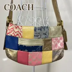 COACH コーチ パッチワーク ショルダーバッグ マルチカラー ゴールド系