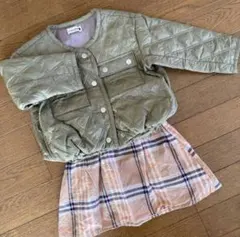 branshes キルティングジャケット カーキ 90 & チェックスカートS