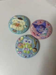 サンリオ　刺繍缶バッチ　3個