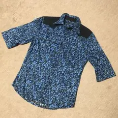 GENIE BLEU フラワーシャツ　五分袖　ウエスタンシャツ　ジェニーブルー