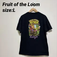 【US古着】フルーツオブザルーム Tシャツ バックプリント ブラック L
