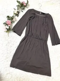 【美品】 iCB ワンピース ひざ丈 サイズS 無地 ダーク グレー シンプル