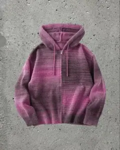 OPIUM-Gradient Purple Knit Zip-Up Hoodie