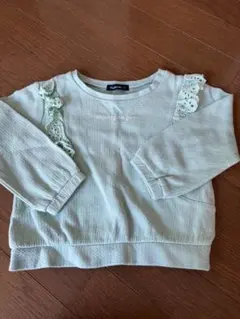 ムージョンジョン　ミントグリーン フリル トレーナー 100cm