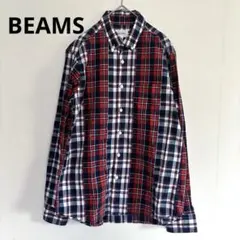 BEAMS ビームス　チェックシャツ 長袖　S ボタンダウン　胸ポケット