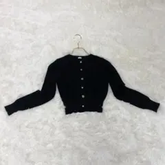 美品✨ ジーユー カーディガン ショート丈 長袖 ブラック ビジューボタン