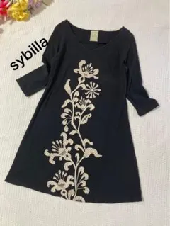 美品 Sybilla シビラ 花柄刺繍 チュニック 膝丈ワンピース M 上品のサムネイル