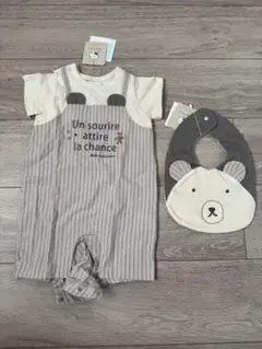 新品未使用★bebe クマ耳付きロンパースとスタイセット