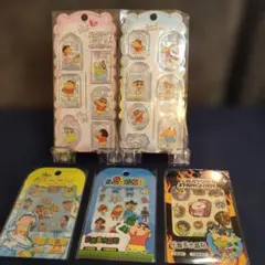 クレヨンしんちゃん　ステンドグラス風シール2枚・クリスタルシール３枚