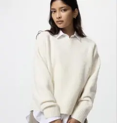 【完売】スフレヤーンクルーネックセーター　オフホワイト　Ｓサイズ