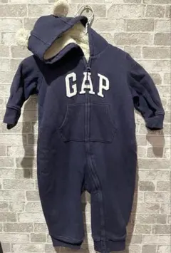 GAP ネイビー フリースライニングロンパース70