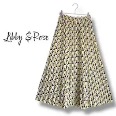 プリーツスカート　ウエストゴム　総柄　花柄　ミモレ丈　ゆったり　大人女子　F