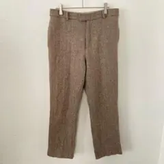 ユニクロ　イネス　ウールブレンド　ツイードパンツ ヘリンボーン ブラウン 70