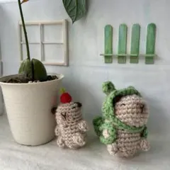 かえる大好きカピバラ君 あみぐるみ