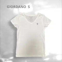 ジョルダーノ Vネック 半袖 Tシャツ ホワイト レディース S ライオン刺繍のサムネイル