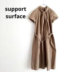 support surface ボウタイ ウエスト紐　半袖デザインワンピース support surface ボウタイ ウエスト紐 半袖デザインワンピース - メルカリ