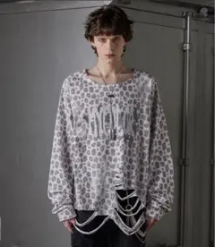 GRANCY 総柄ラインストーングラフィックロンT