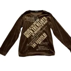 y2k꒰ঌ★平成ギャル‪★໒꒱フェアリーグランジ 茶色 ロゴ トップス ベロア