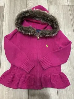 ラルフローレン　キッズ　ファー付きコットンパーカー　上着　ピンク　100 女児