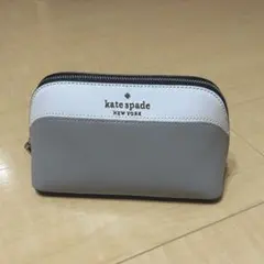 【新品未使用】kate spade グレー ホワイト ポーチ