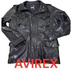 AVIREX VARSITYラムレザー ミリタリー M-65風 L ブラック