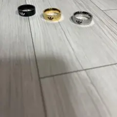 アディダス リングセット ブラック ゴールド シルバー
