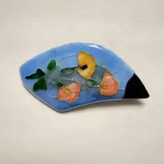 手作り 七宝焼 15番 ブローチ 花 フラワー ハンドメイド