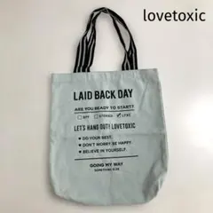 LOVETOXIC トートバッグ ライトブルー ストライプハンドルのサムネイル