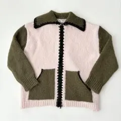 ZARA ニット　カーディガン ピンク　グリーン　バイカラー　セーター　ザラ