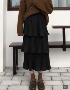 SHEIN プリーツロングスカート ブラック　Mサイズ