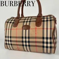 希少　月桂樹　バーバリーズ ハンドバッグ ミニボストン ノバチェック キャンバス