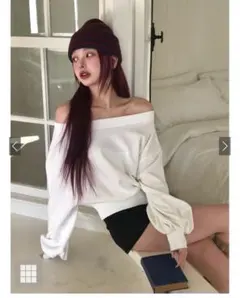 GRL グレイル　オフショルダー スウェットトップス　ホワイト